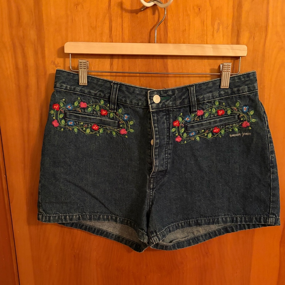 Tommy Hilfiger Embroidered Button Denim Shorts